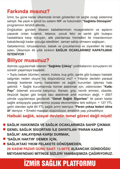 Sağlıkta Yıkımı Durduralım