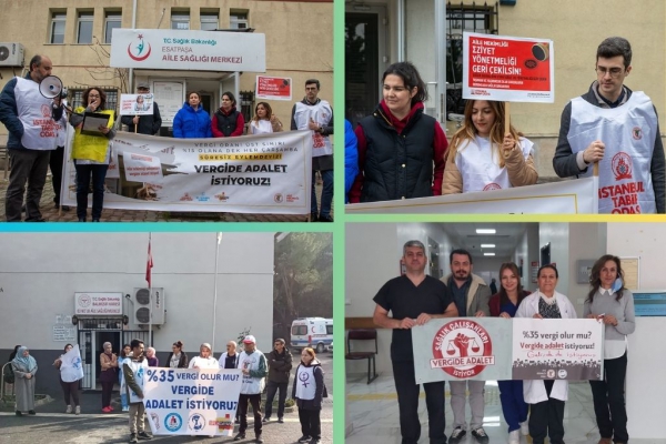 TTB AHEK ve SES’in “Vergide Adalet” Eylemleri 44. Haftasında: Aile Sağlığı Merkezlerini Paralı Tedavi Merkezlerine Dönüştüren Sağlık Yönetimi İstifa Etmelidir!