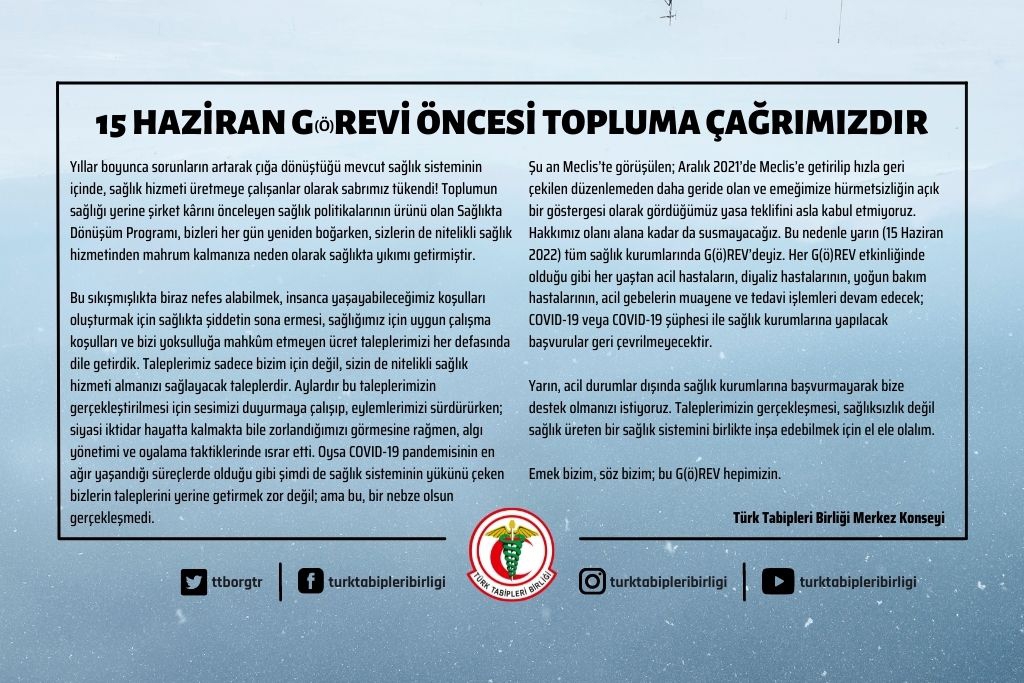 15 Haziran 2022 G(ö)REV’i Öncesi Topluma Çağrımızdır