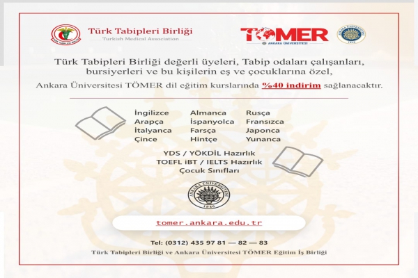 TTB-TÖMER Arasında İşbirliği: Tabip Odalarının Üyeleri, Personelleri, Tabip Odalarından Burs Alan Tıp Öğrencileri ve Yakınları İçin İndirimli Dil Eğitimi İmkanı