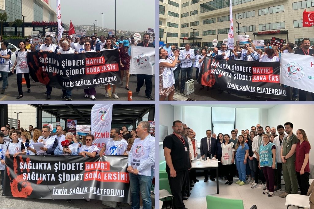 İzmir’de Hekimler/Sağlık Emekçileri Sağlıkta Şiddete Karşı İş Bıraktı